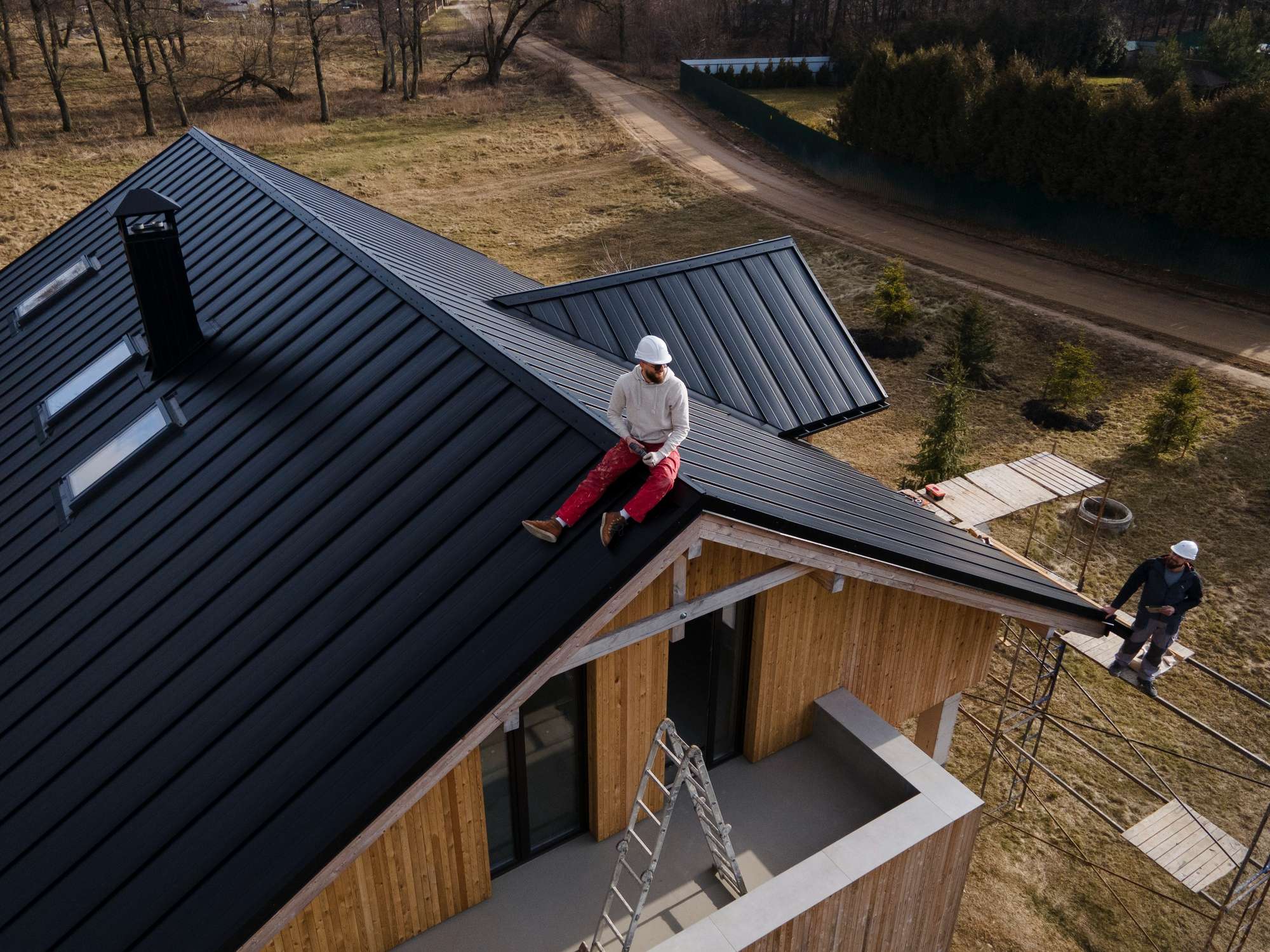 Professional home repair crew at work